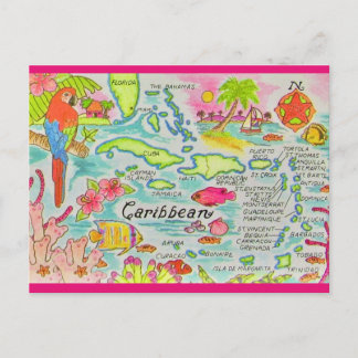 Caribbean Island Map Postcard ポストカード