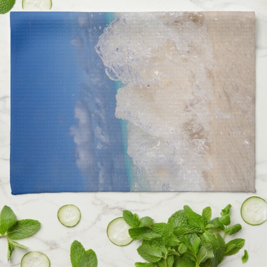 Caribbean Island Wave Love 2 キッチンタオル (折り畳み)