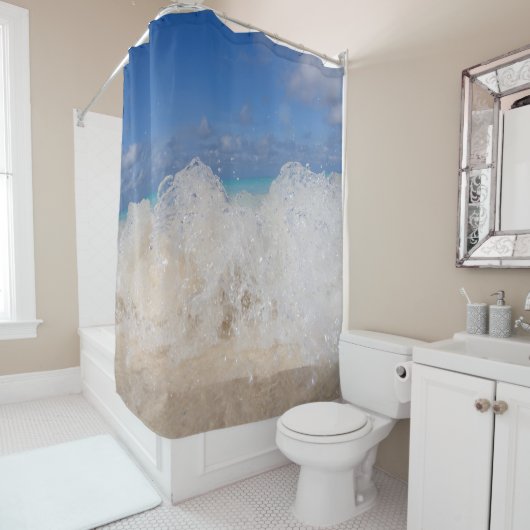 Caribbean Island Wave Love 2 シャワーカーテン (インサイチュ)