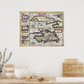 Caribbean Islands - 17th Century Map ポスター (キッチン)