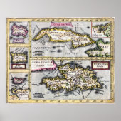 Caribbean Islands - 17th Century Map ポスター (正面)