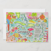  Caribbean Islands 5x7 Map Big Postcard (正面)