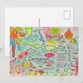  Caribbean Islands 5x7 Map Big Postcard (正面/裏面)