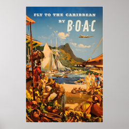 Caribbean Painting BOAC Travel Poster Art Print ポスター