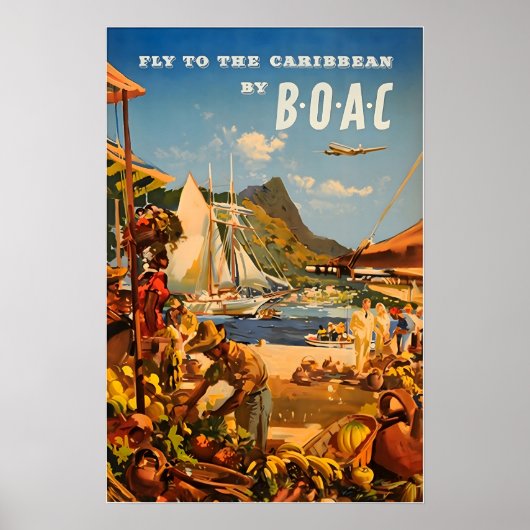 Caribbean Painting BOAC Travel Poster Art Print ポスター (正面)