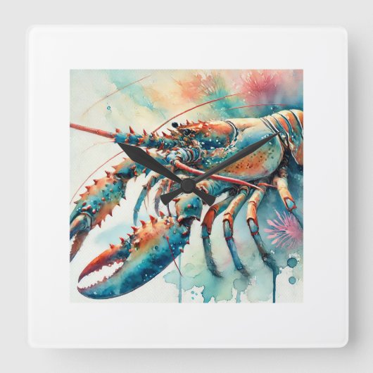 Caribbean Spiny Lobster 280624AREF121 - Watercolor スクエア壁時計 (正面)