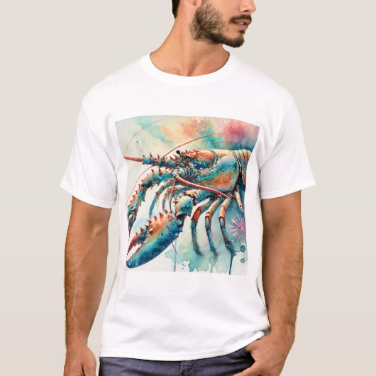 Caribbean Spiny Lobster 280624AREF121 - Watercolor Tシャツ (正面)