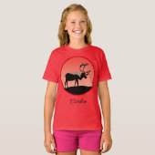 Caribou at Sunset -オリジナルワイルドライフアートTシャツ Tシャツ (正面フル)