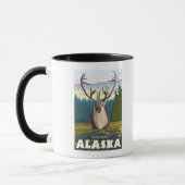 Caribou in the Wild – アラスカ，スカグウェイ マグカップ (左)