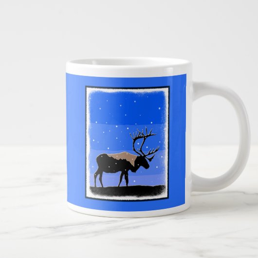 Caribou in Winter -オリジナルワイルドライフアート ジャンボコーヒーマグカップ (右)