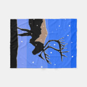 Caribou in Winter -オリジナルワイルドライフアート フリースブランケット (正面(横))