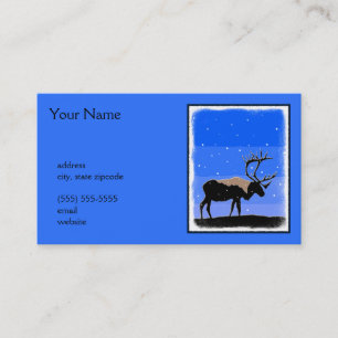 Caribou in Winter -オリジナルワイルドライフアート 名刺