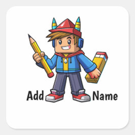 Caricatura de escuella colorida スクエアシール