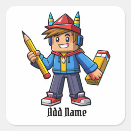 Caricatura moderna  con lapiz   スクエアシール