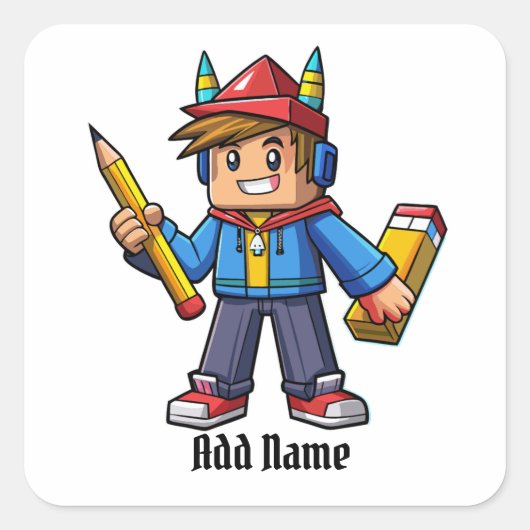 Caricatura moderna  con lapiz   スクエアシール (正面)