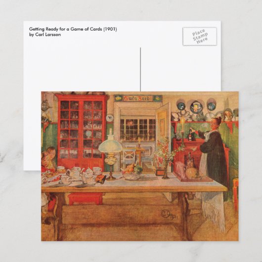 Carl Larssonのカードゲームの準備 ポストカード (正面/裏面)