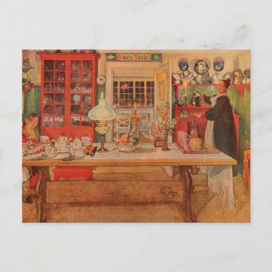 Carl Larssonのカードゲームの準備 ポストカード (正面)