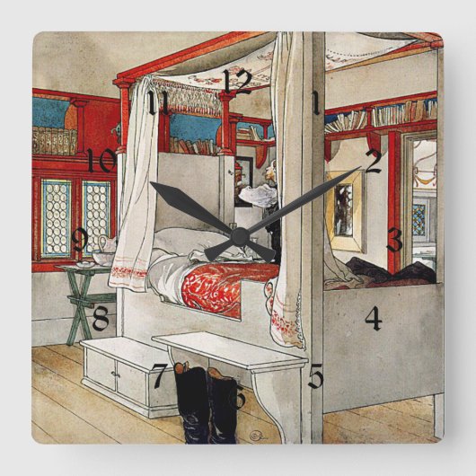 Carl Larsson – パパの部屋 スクエア壁時計 (正面)