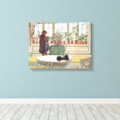 Carl Larsson – 窓枠の花 キャンバスプリント (インサイチュ (ウッドフロア))