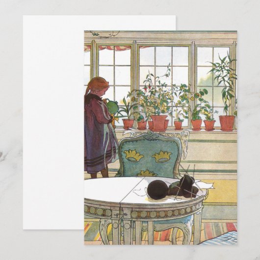 Carl Larsson – 窓枠の花 招待状 (正面/裏面)