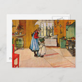 Carl Larsson art：キッチン ポストカード (正面/裏面)