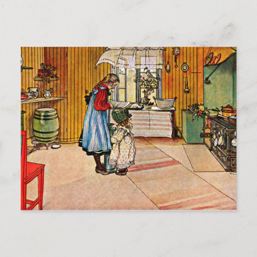 Carl Larsson art：キッチン ポストカード (正面)