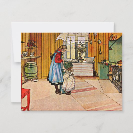 Carl Larsson art: The Kitchen, 人気がある 絵画s カード (正面)