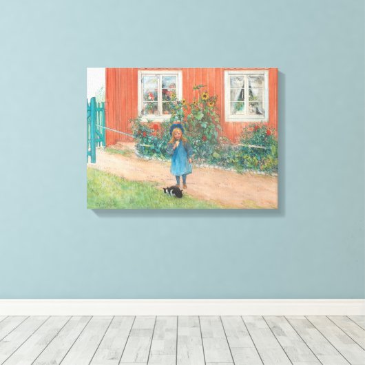 Carl Larsson - Brita With A Cat キャンバスプリント (インサイチュ (ウッドフロア))