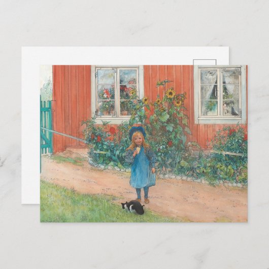 Carl Larsson - Brita With A Cat ポストカード (正面/裏面)