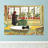 Carl Larsson - Flowers on a Windowsill キャンバスプリント (インサイチュ (ウッドフロア))
