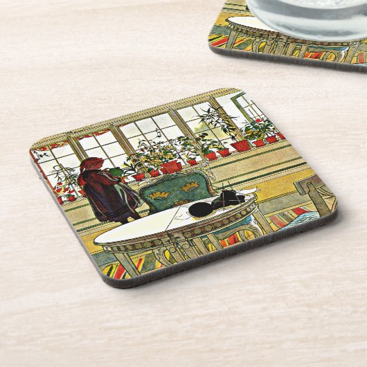 Carl Larsson - Flowers on a Windowsill コースター (左側)