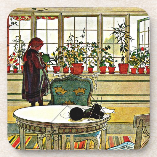 Carl Larsson - Flowers on a Windowsill コースター (正面)