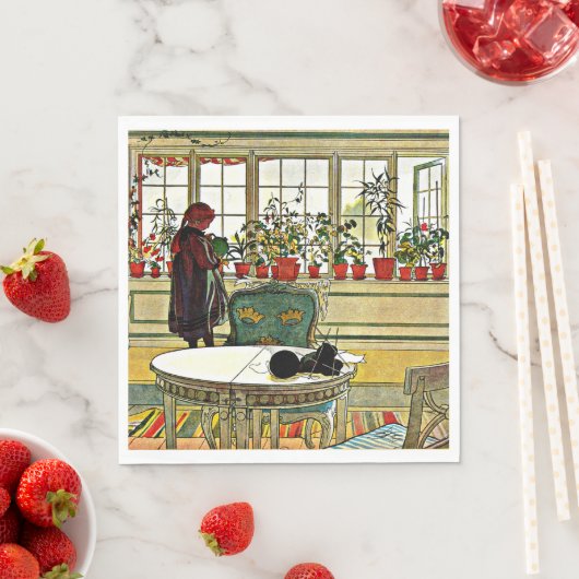 Carl Larsson - Flowers on a Windowsill スタンダードランチョンナプキン (インサイチュ)