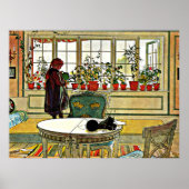 Carl Larsson - Flowers on a Windowsill ポスター (正面)