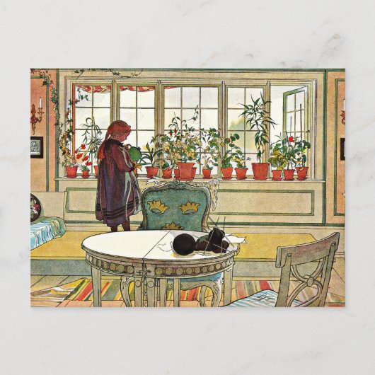 Carl Larsson - Flowers on the Windowsill ポストカード (正面)