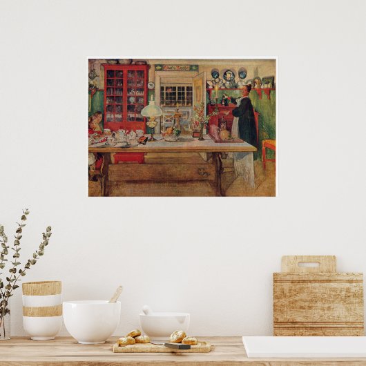 Carl Larsson Getting Ready for a Game ポスター (キッチン)