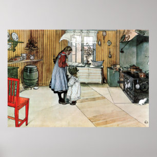 Carl Larsson In the Kitchenファインアート ポスター