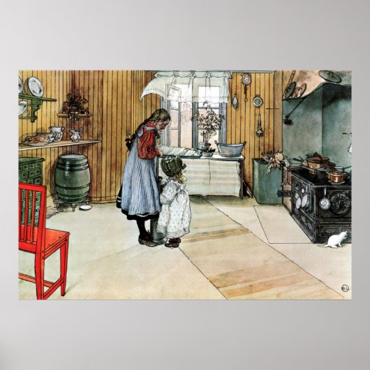 Carl Larsson In the Kitchenファインアート ポスター (正面)