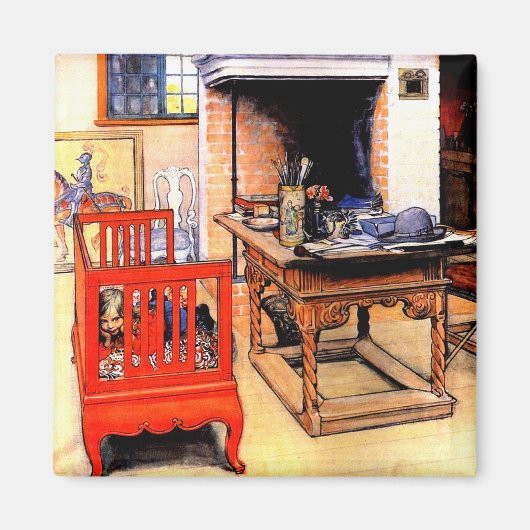 Carl Larsson - Peek-a-Boo マグネット (正面)