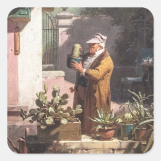 Carl Spitzweg - Der Kakteenfreund - Deutsche Maler スクエアシール