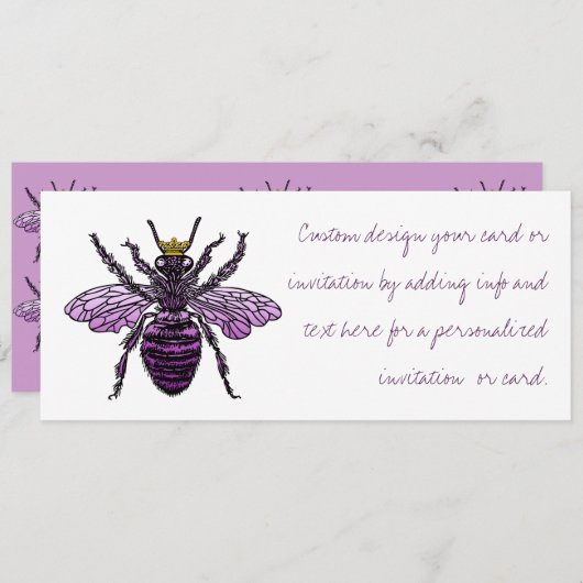 Carleighの女王バチの招待状の発表 招待状 (正面/裏面)