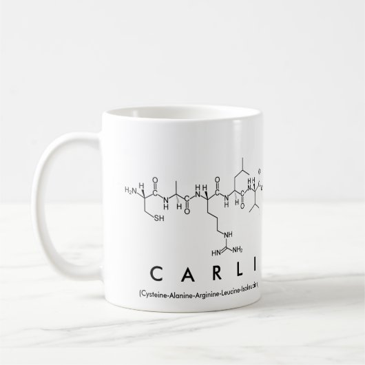 Carliペプチド名mug コーヒーマグカップ (左)