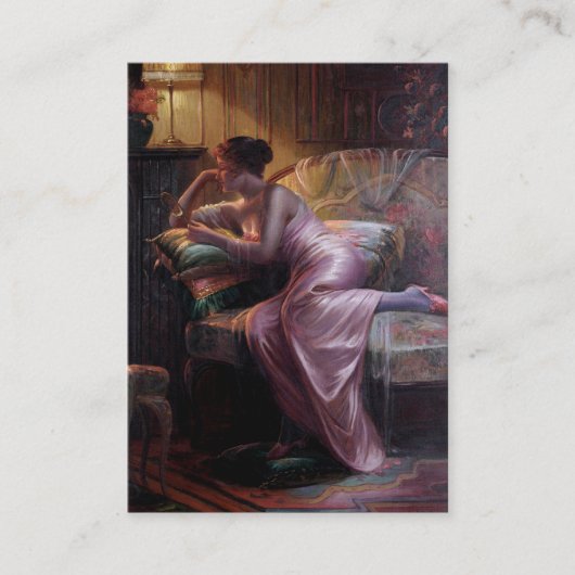 Carlier: 鏡を持つエレガントな女性 名刺 (正面)