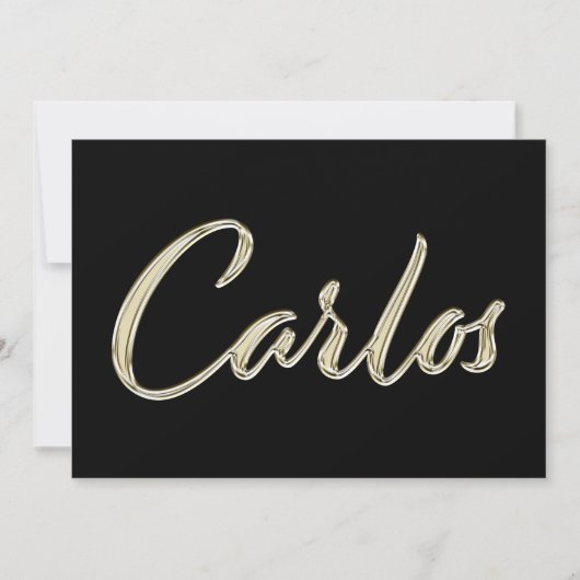 Carlos Name white gold Handwriting Karte カード (正面)