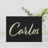 Carlos Name white gold Handwriting Karte カード (スタンド正面)