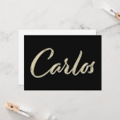 Carlos Name white gold Handwriting Karte カード (正面/裏面インサイチュ)