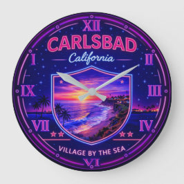 Carlsbad California Coastal Sunset  ラージ壁時計