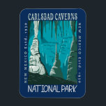 Carlsbad Caverns National Park Vintage Distressed  マグネット<br><div class="desc">Carlsbad Caverns vector artwork design. The park features more than 100 caves. Stalactites cling to the roof of the Big Room,  a huge underground chamber in the cavern.</div>