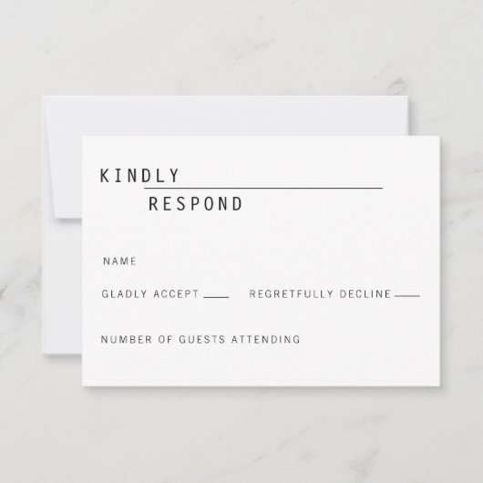 Carly モダン RSVPカード招待状 出欠カード (正面)