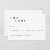 Carly モダン RSVPカード招待状 出欠カード (正面/裏面)